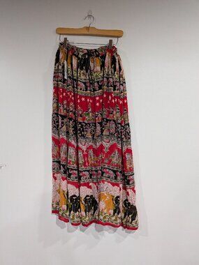 BNWT Marie Claire Crinkle Maxi Skirt Red Black Size Medium